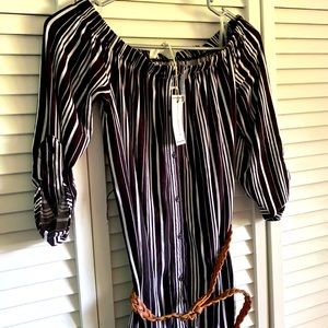 NWT Striped Off-Shoulder Dress